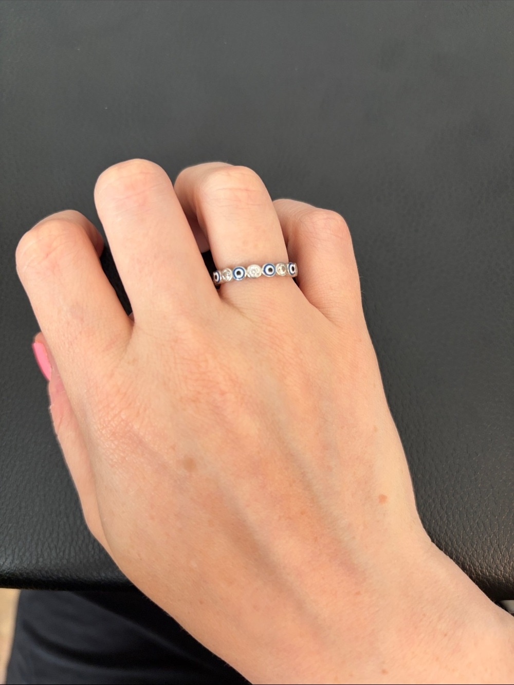 Sterling Silver Blue Evil Eye Stacking Ring